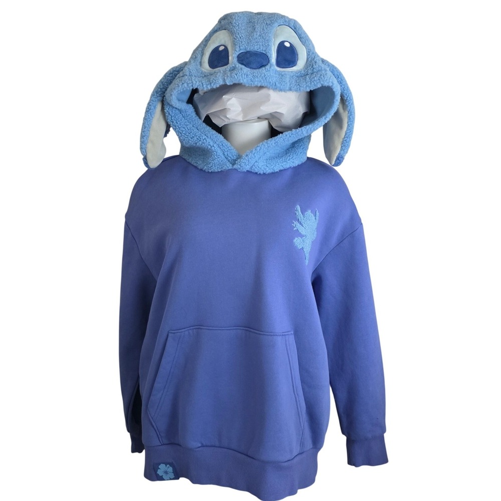Disney Parks Stitch Cozy Character Hooded Pullover Purple Sherpa Hoodie Unisex S